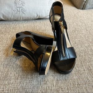 Michael Kors Open Toe Black Leather Heel